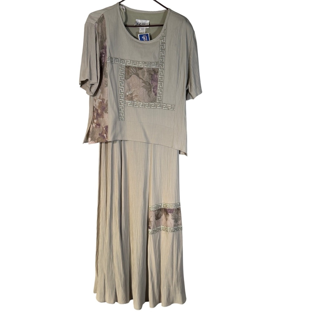 S L Fashions Dress Set Womens Size 10 Pleated Skirt‎ Floral Embellished